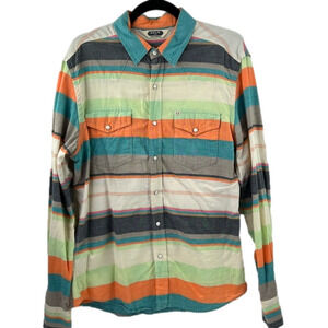 Salt Valley Western  Men's Retro Wide Striped Button Down Shirt